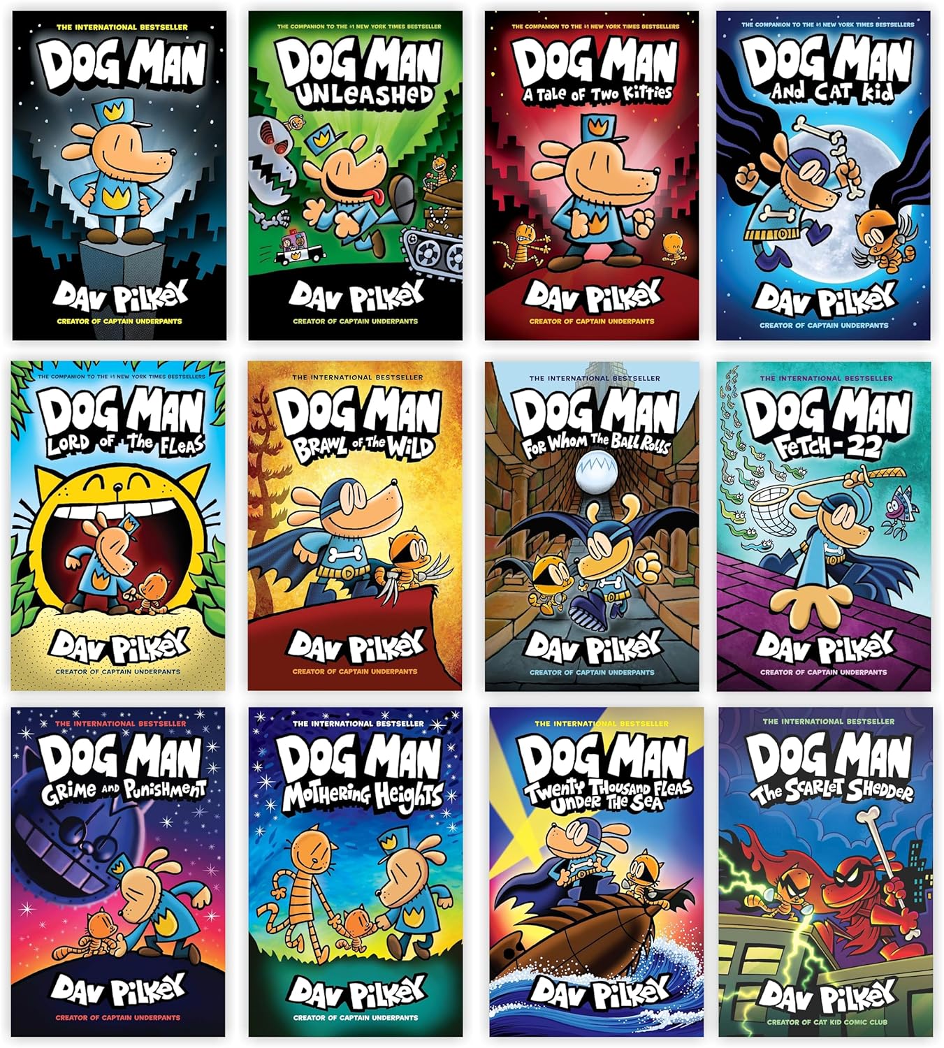 Dog Man Series 1-12 Books Collection Set By Dav Pilkey, Hardback